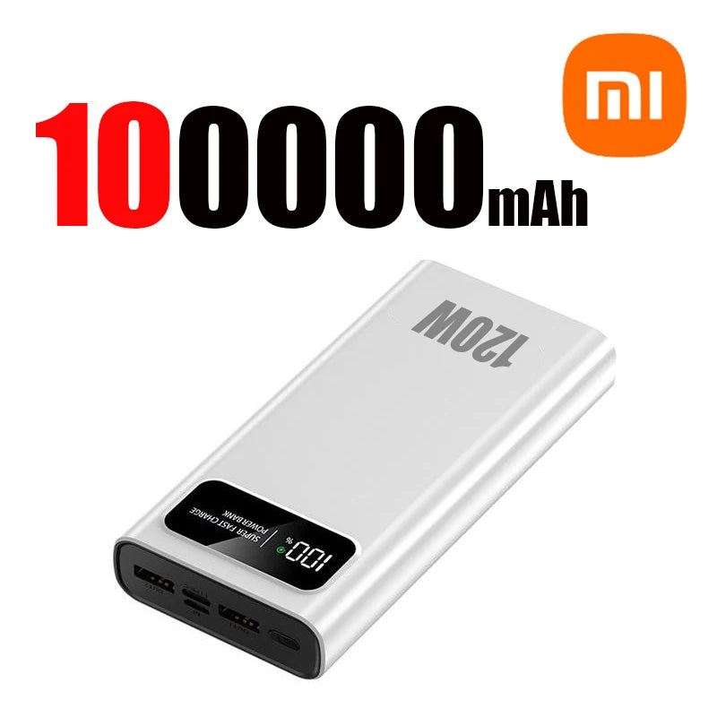 Xiaomi 120W Super Fast Charging 200000mAh High Capacity Power Bank Battery Digital Display Power Bank For Iphone Samsung Huawei