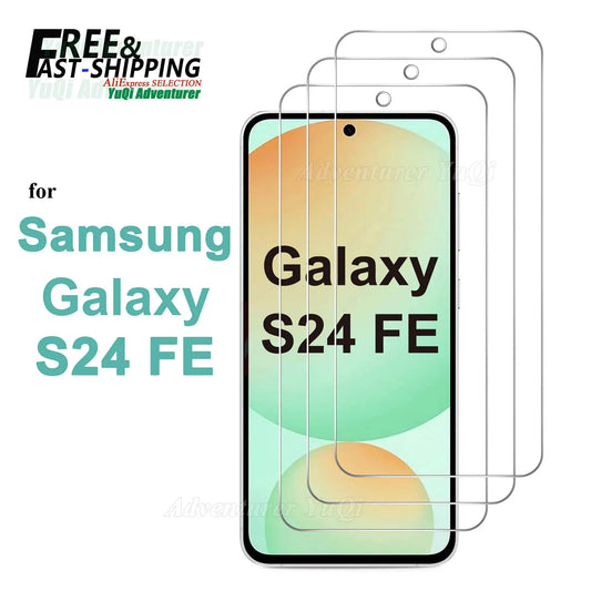 Screen Protector for Galaxy S24 FE 6.7 Samsung Tempered Glass Crystal HD 9H Transparent Anti Scratch Case Friendly High Aluminum