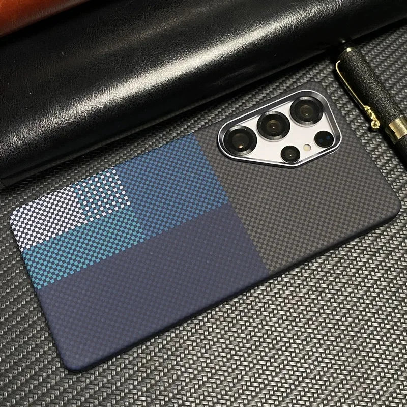 For Samsung S25 S23 S24 Ultra Plus Carbon Fibre Relief MagSafe Phone Case Wireless Charging PC Shockproof Cover For Galaxy S25+