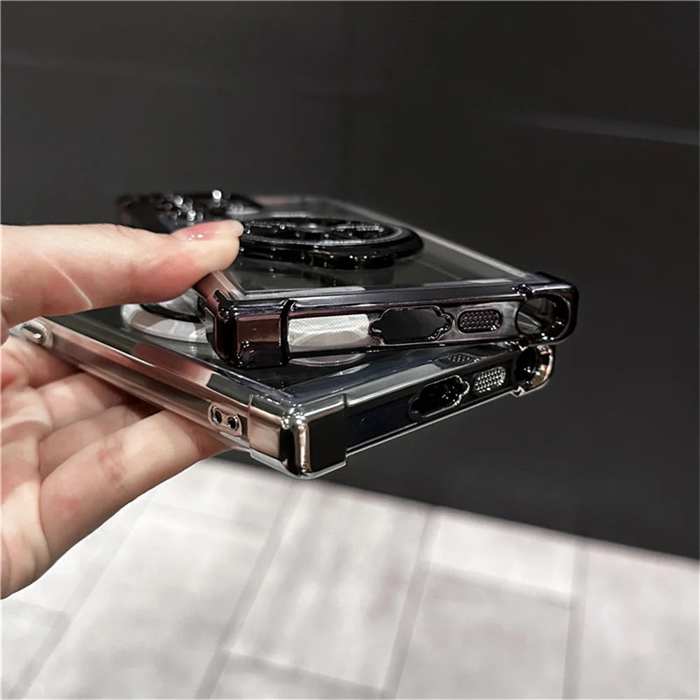 Shockproof Airbags Armor Magnetic Transparent Case for Samsung S25 S24 Ultra S23 Fe S22 Plus A16 A54 A34 A15 A25 A35 A55 A24 A53