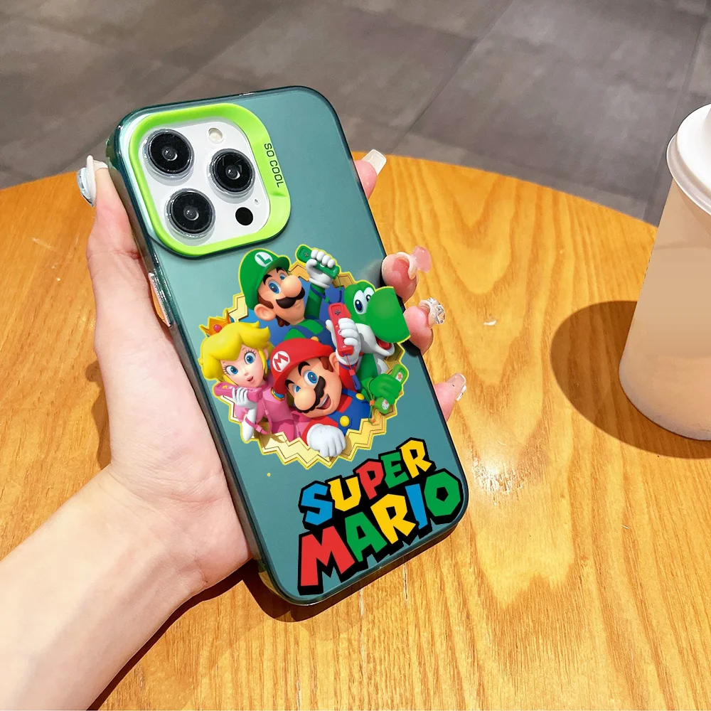 CARTOON T-The S-Super Mario Bros Movie  phone case FUNDA for iPhone 12 13 14 15 16 Max Pro Plus Mini Silver lMDaser Color Cover