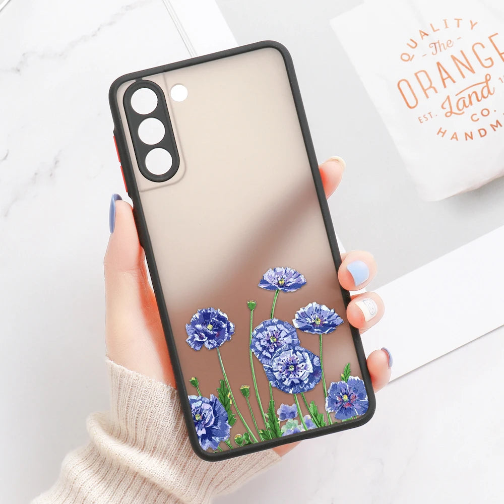 For Samsung S24 S22 Ultra Case Cover Samsung Galaxy S23 Ultra S 22 S21 S20 FE S10 Note 20 10 Plus S8 Lavender Flowers Clear Case