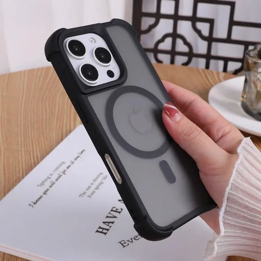 Magnetic Luxury Matte Fall prevention  Armor Shockproof Case For iPhone 15 14 13 12 16 Pro Max Wireless Charge For Magsafe Cover
