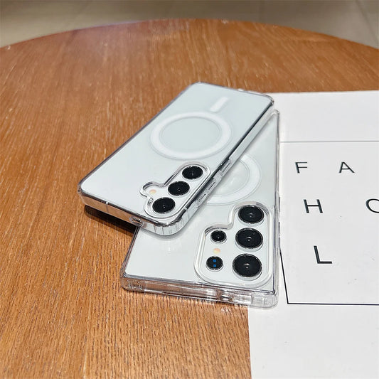 Magnetic Magsafe Wireless Charge Case for Samsung Galaxy S25 S24 S23 S22 S21 Plus S 25 24 23 21 FE Ultra Clear Shockproof Cover