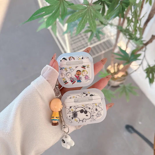 Cute Cartoon Snoopy Charlie Brown Earphone Case For Airpods 4 1 2 3 Pro 2 Wireless Bluetooth Headset Protective TPU Cover