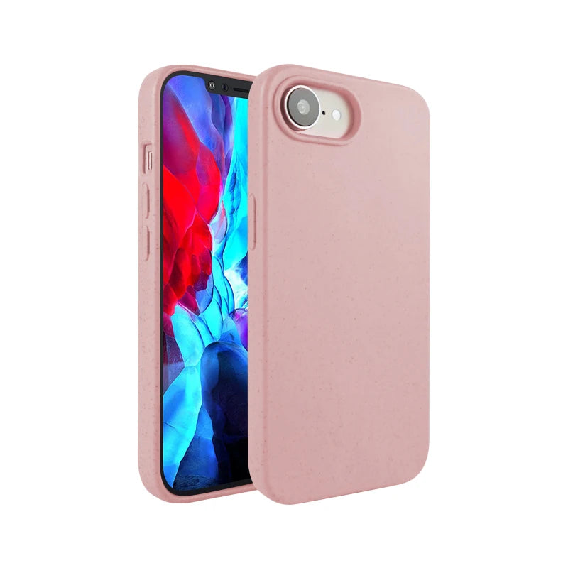 Fashion Wheat Straw Silicone Soft Case For iPhone 17 Air 16E 16 15 14 13 12 11 Pro Max Plus Eco-friendly Shockproof Matte Cover