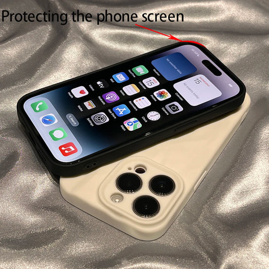Soft Silicone Phone Case For iPhone 11 12 13 14 15 16 Pro Max X Xs XR Max 7 8 Plus Candy Bumper Fold Pattern Cover