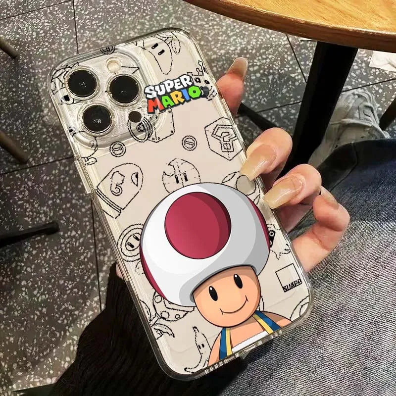 Luxury Supers M-Marios Cartoon Phone Case For Apple iPhone 17 Air 16e 16 15 14 13 12 11 Mini Pro Max Plus Transparent Soft Cover