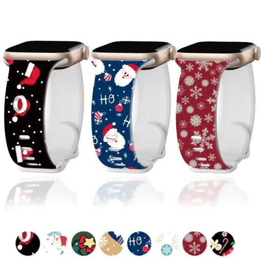 Silicone Christmas Band for Apple Watch Strap 46mm 41mm 42mm 44mm 45mm 49mm Sport Bracelet for iWatch 11 10 9 8 7 6 5 SE Ultra 3