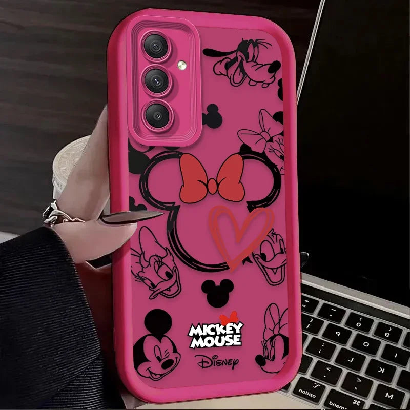 Cute Disney Mickey Minnie Phone Case for Samsung Galaxy S25 S24 S23 Ultra S22 S21 Plus FE 5G A54 A34 A14 A73 A53 A33 5G Cover