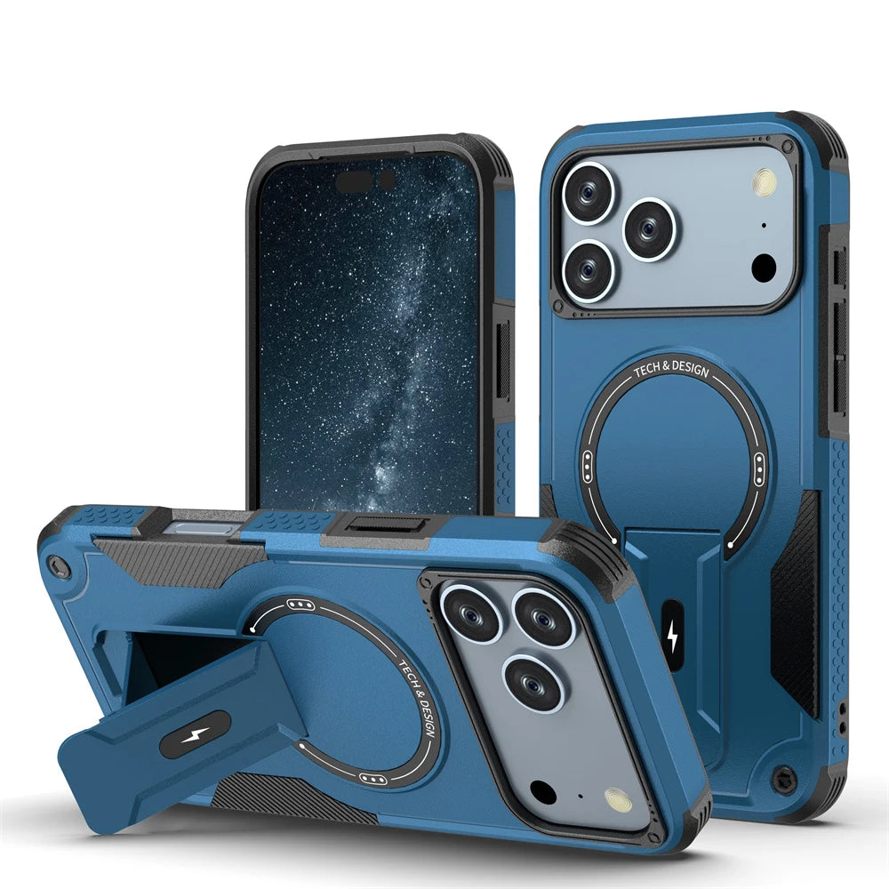 Case For iPhone 17 16 15 14 13 12 Pro Max Plus Magnetic Protective Magsafe Shockproof Heavy Duty Drop Protection Kickstand Cover