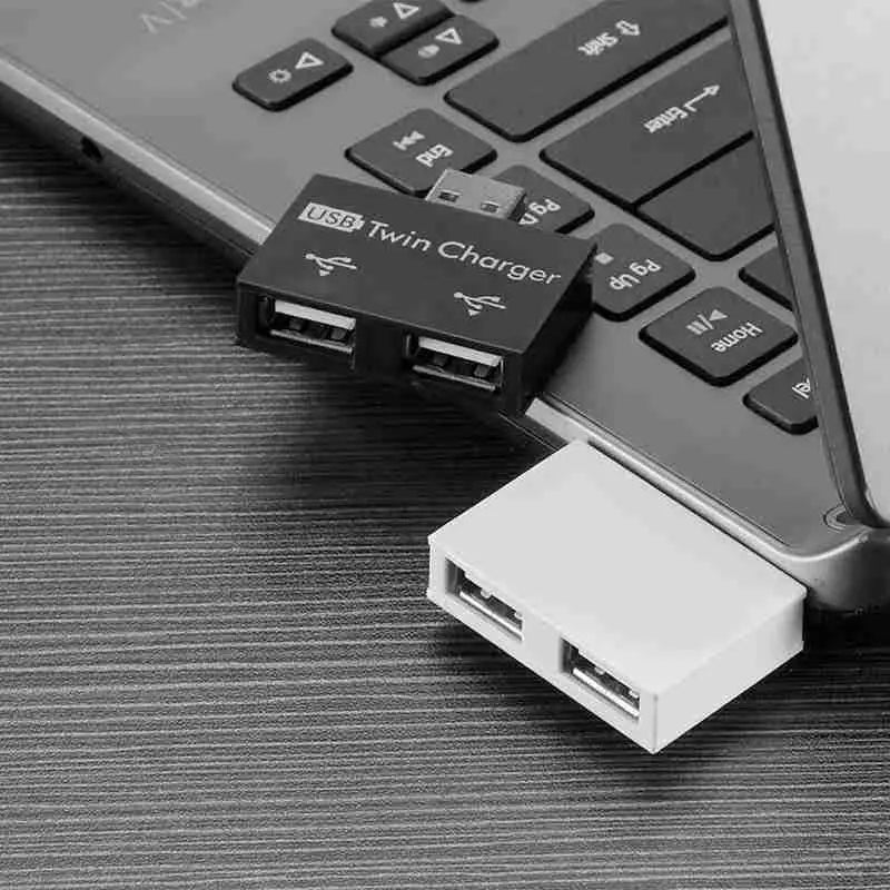 USB 1/2 Charging Data Interface Splitter Dual Port USB Current Extender OTG Head Hub Adapter