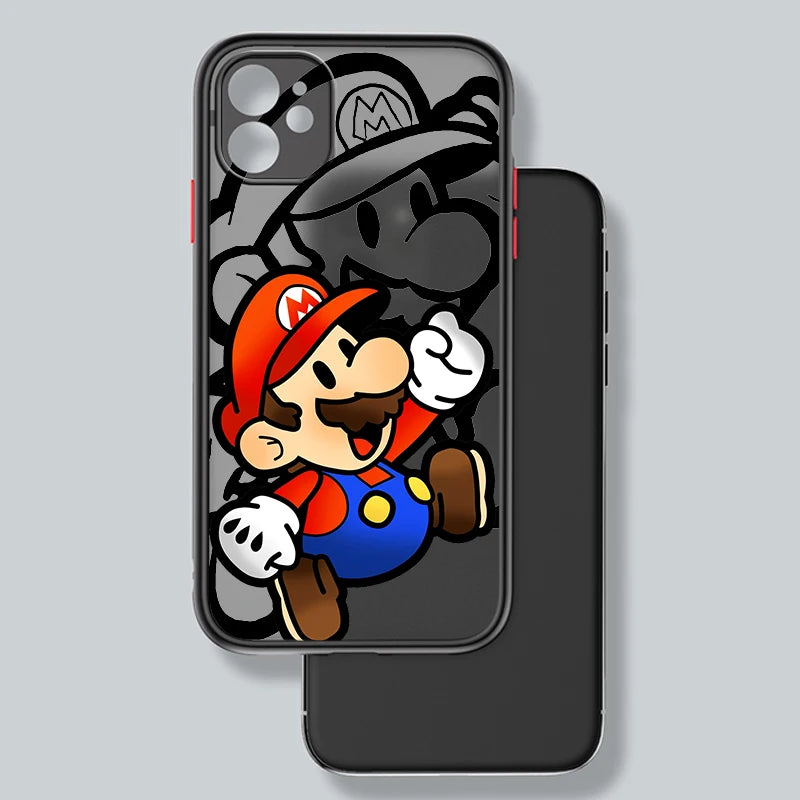 Mario Cool Cute Cartoon Frosted Translucent For Apple iPhone 15 14 13 12 11 XS XR X 8 7 SE Pro Max Plus Mini Soft Phone Case