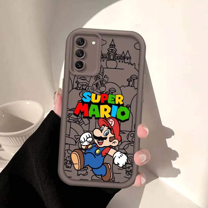 Anime M-Marios Cartoon Phone Case For Samsung Galaxy S25 S24 S23 S22 S21 S20 Ultra Plus FE 5G Eye Ladder Soft TPU Cover