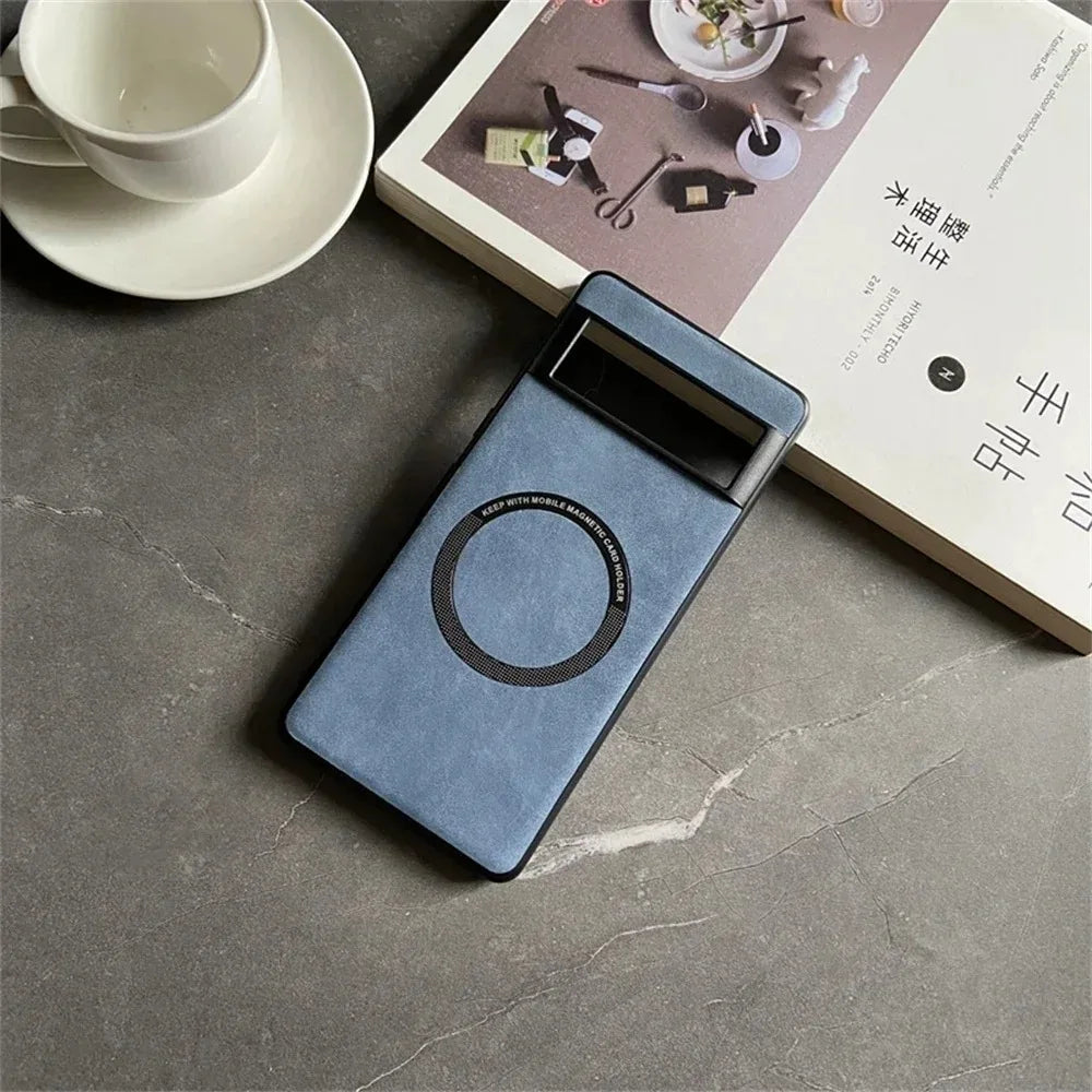 Luxury Magsafe Soft Leather Case For Google Pixel 9 7 8 Pro 6 XL 8A 7A 6A Magnetic Wireless Charging Skin Feel Shockproof Cover
