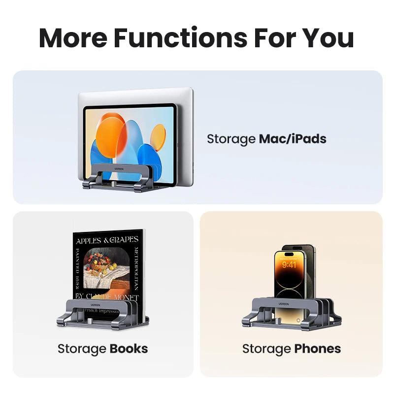 UGREEN Vertical Laptop Stand Holder Foldable Aluminum Notebook Stand Laptop Tablet Stand Support For Macbook Air Pro PC 17 inch