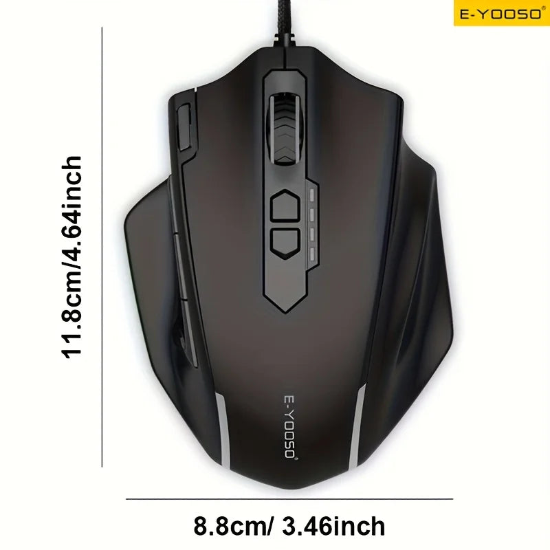 1pc E-YOOSO Wired Gaming Mouse with RGB Lighting, Macro Editing, Side Keys Ergonomic Compatible Windows 7, Office Use, Gaming