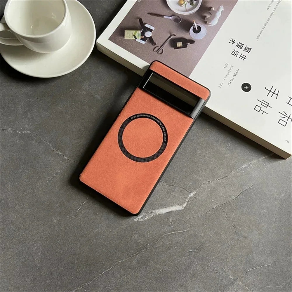 Luxury Magsafe Soft Leather Case For Google Pixel 9 7 8 Pro 6 XL 8A 7A 6A Magnetic Wireless Charging Skin Feel Shockproof Cover