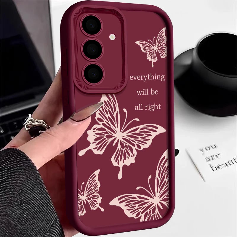 Butterfly Case For Samsung Galaxy S25 S24 S23 S22 Ultra S21 S24 FE A14 A34 A15 A35 A52 A53 A54 A16 A56 5G Shockproof Soft Cover
