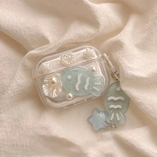 Glue-dropping pearl shell fish is suitable for Apple headset case airpods4 wireless Bluetooth airpodpro2 three generations
