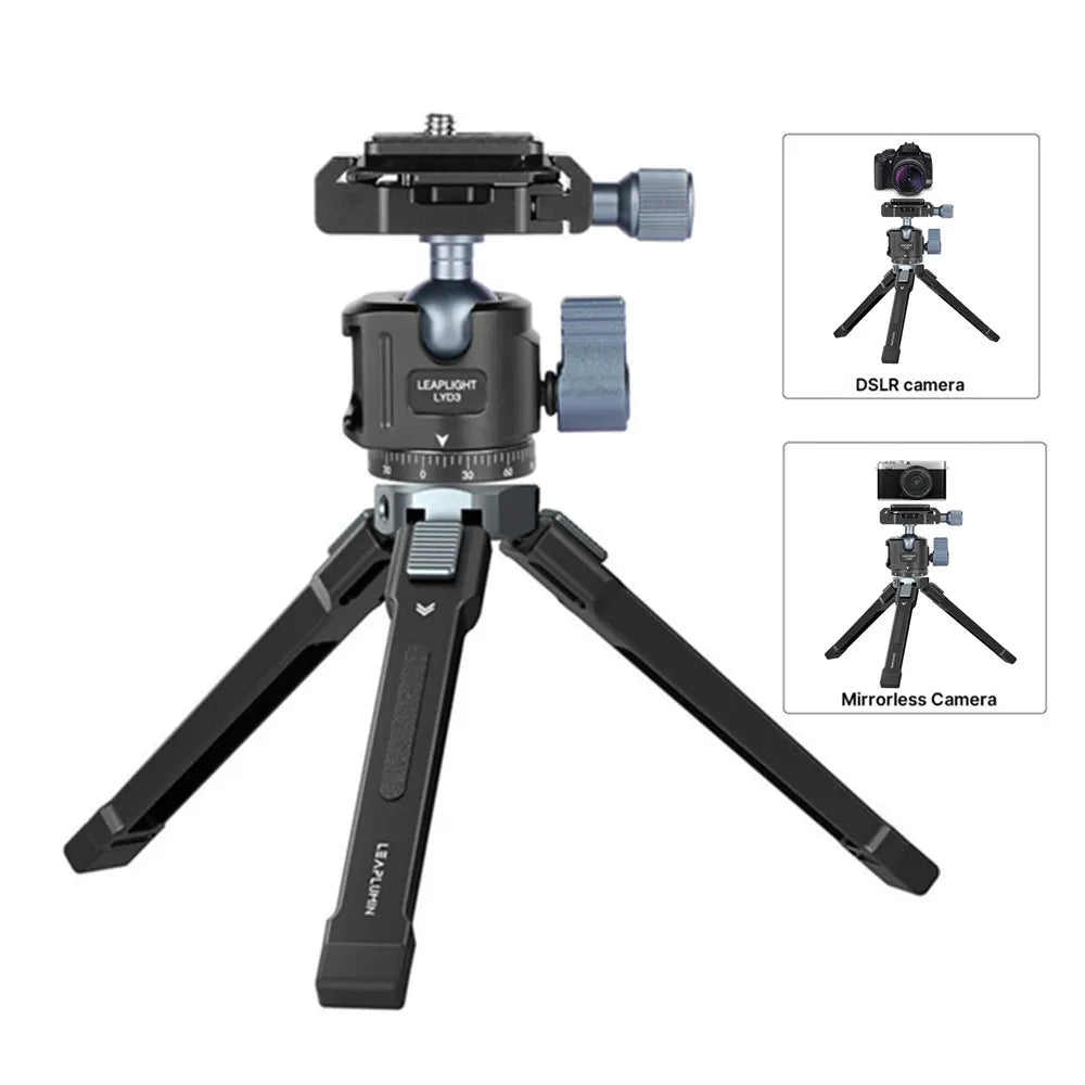 2025 Aluminum Mini Tripod w 360 Ball head Arca Plate Cold Shoe Metal Tripod for Iphone Samsung Phone DSLR Camera LED Light Mic