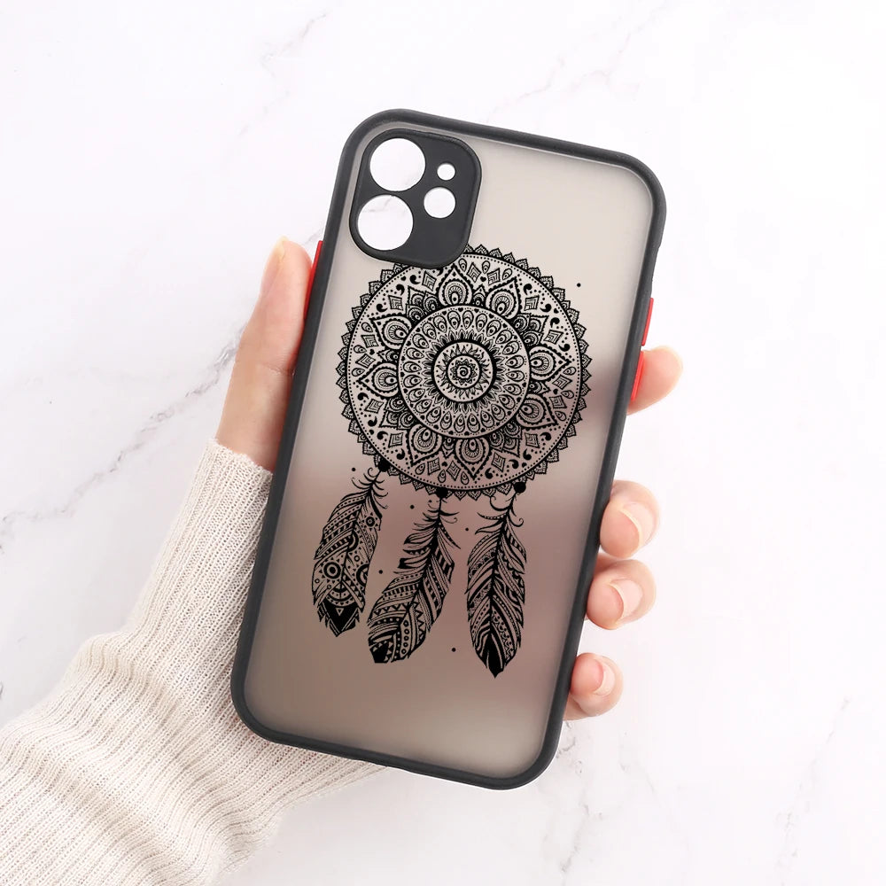 Mandala Dreamcatcher Case For iPhone 11 13 14 12 15 Pro Max Mini XR XS Max 6s 8 7 Plus SE 2022 2020 Clear Shockproof Phone Cover