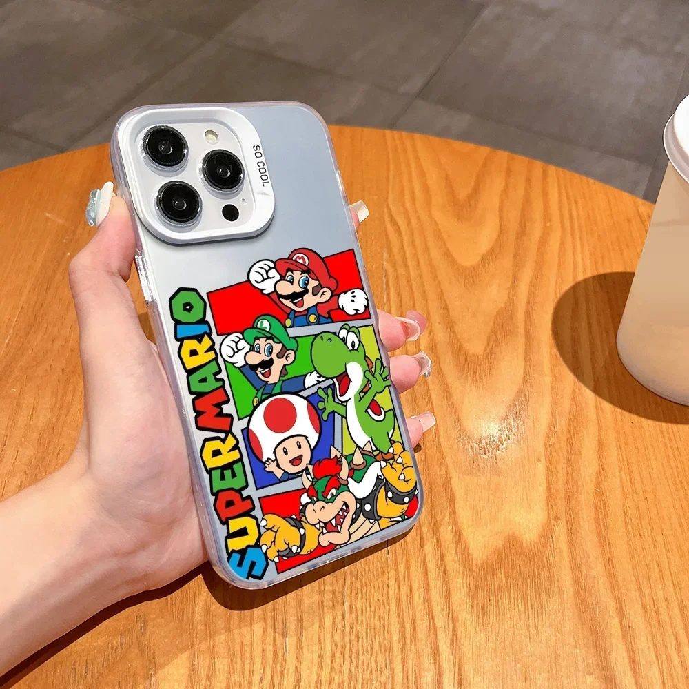 CARTOON T-The S-Super Mario Bros Movie  phone case FUNDA for iPhone 12 13 14 15 16 Max Pro Plus Mini Silver lMDaser Color Cover