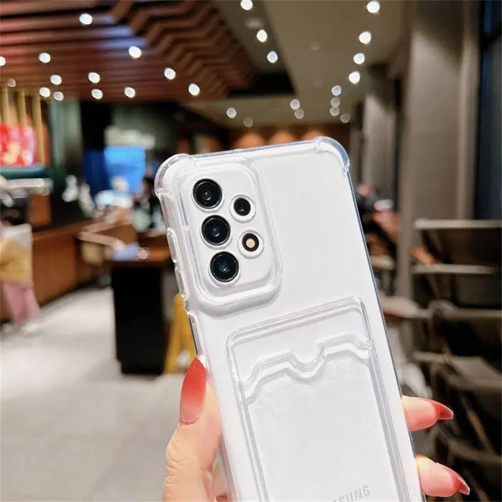 Card Bag Wallet Case for Samsung Galaxy S25 S24 S23 S22 S21 Ultra Plus FE A54 A53 A13 A14 A52 A34 A32 A72 5G Clear Cover Funda