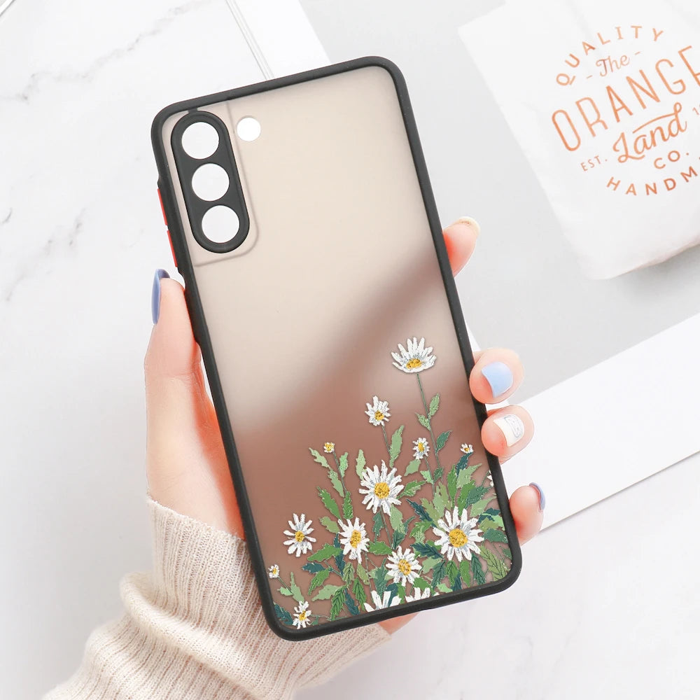 For Samsung S24 S22 Ultra Case Cover Samsung Galaxy S23 Ultra S 22 S21 S20 FE S10 Note 20 10 Plus S8 Lavender Flowers Clear Case