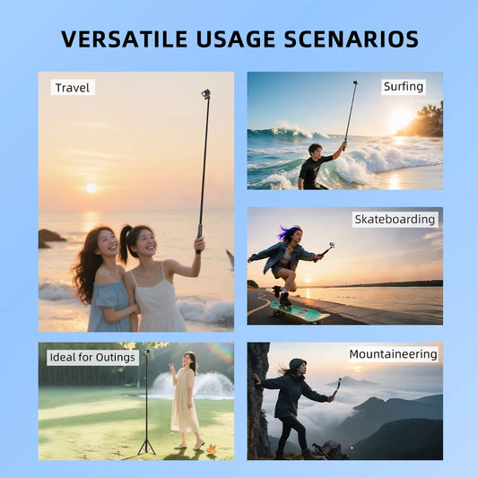 Flymile Action 5 Pro Tripod Adjustable Selfie Stick Long Hand Grip Vlgo Travel Stand for DJI OSMO 360/Action 4 Accessories