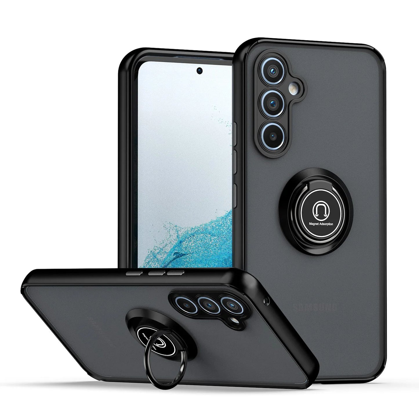 Shockproof Armor Matte Case For Samsung Galaxy A55 A54 A35 A15 A34 A25 A14 A53 A33 A52S S23 S22 S24 Ultra Plus Ring Magnet Cover