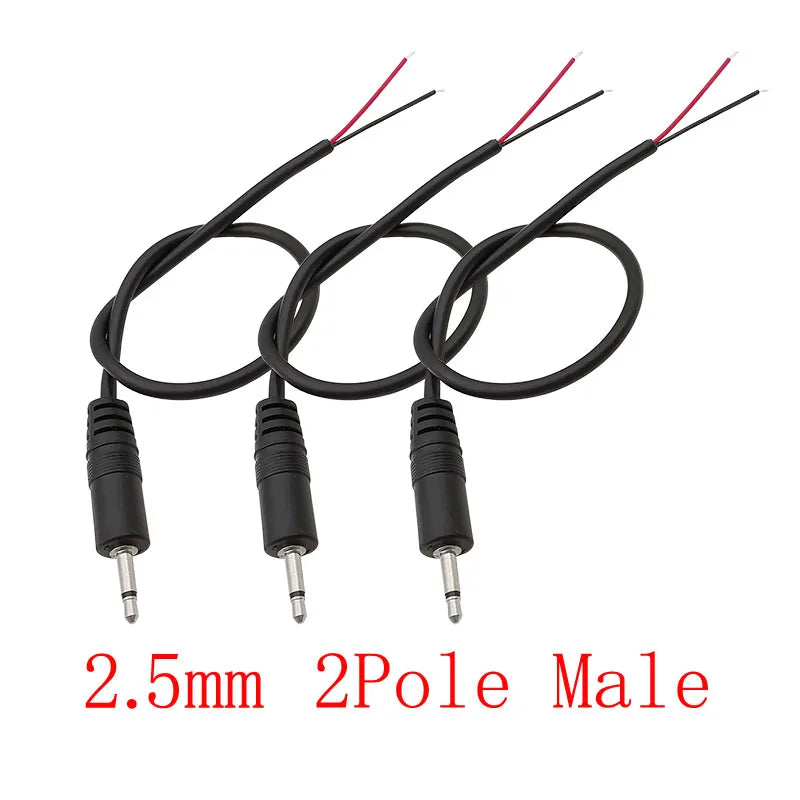 3Pcs 2.5mm/3.5mm Male Female 2/3/4Pole Mono/Stereo Aux Plug Jack Connector To Bare Wire End For DIY Audio Headphone Cable Repair