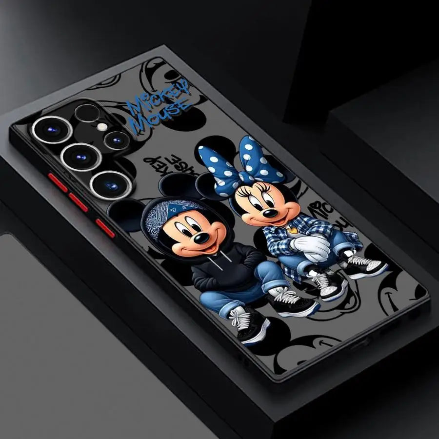 Cool Disney Mickey Minnie Matte Case for Samsung Galaxy S24Ultra S23 S25 Ultra S20 FE S21 S22 Plus S10 S9 S23 5G Phone Cover