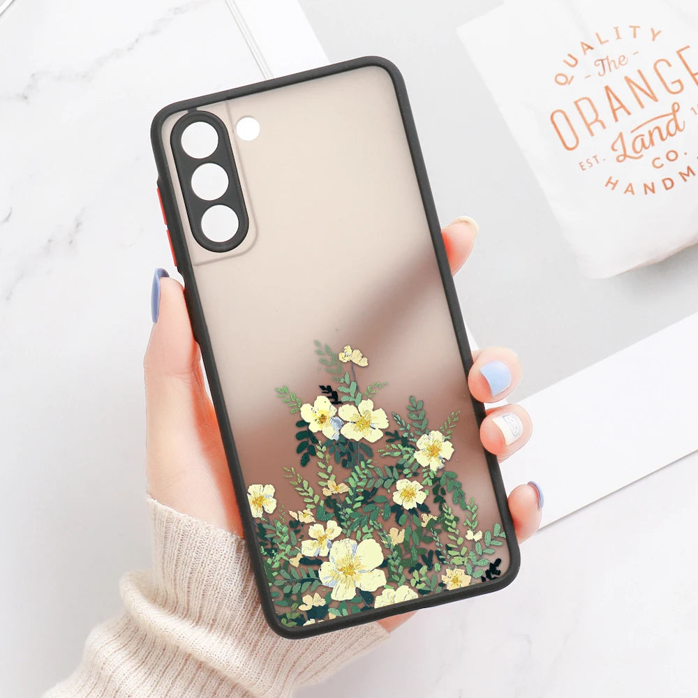 For Samsung S24 S22 Ultra Case Cover Samsung Galaxy S23 Ultra S 22 S21 S20 FE S10 Note 20 10 Plus S8 Lavender Flowers Clear Case
