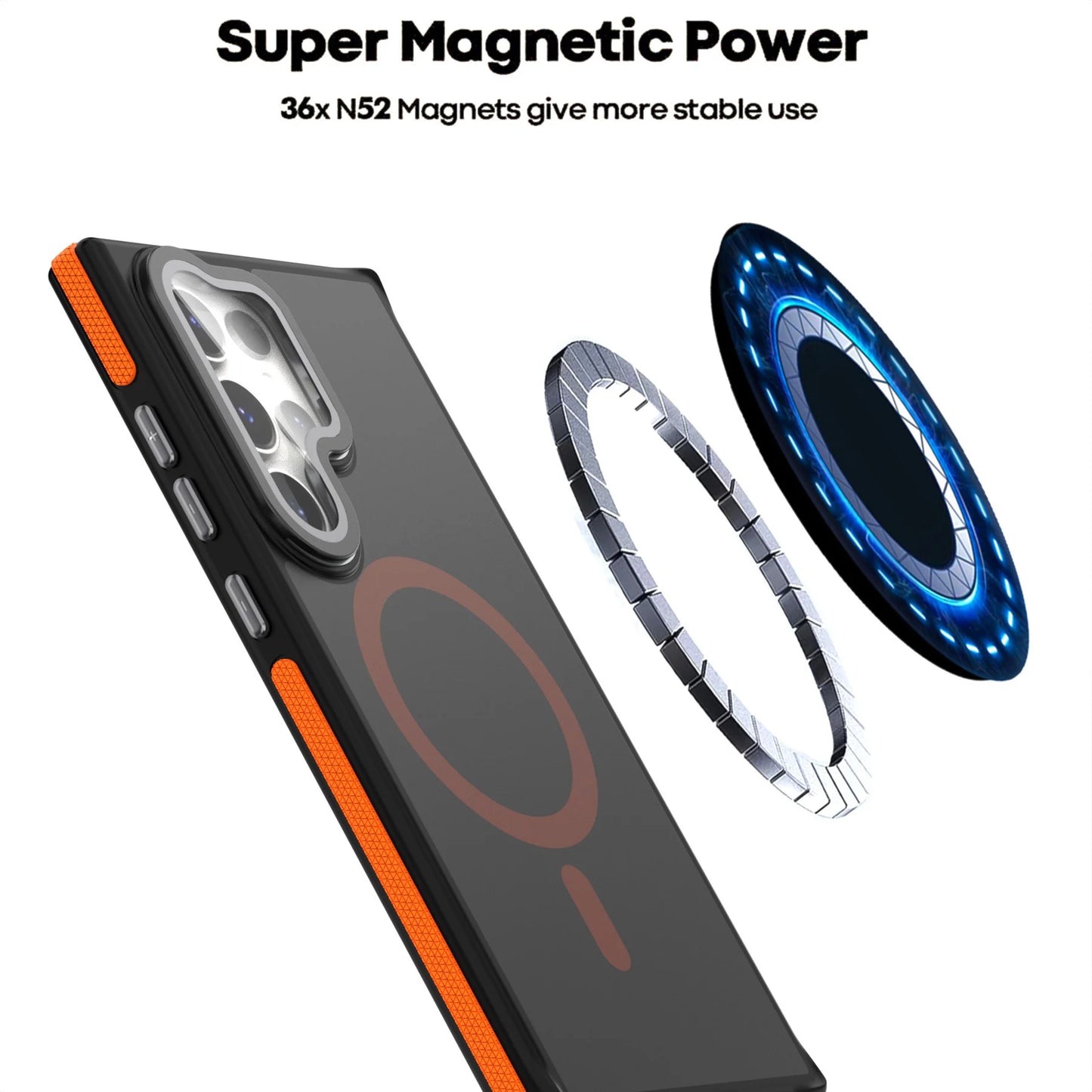 Original Translucent Lens Film Stand Magnetic For Magsafe Case For Samsung Galaxy S25 S24 S23 S22 Plus Ultra Matte Cover Bumper