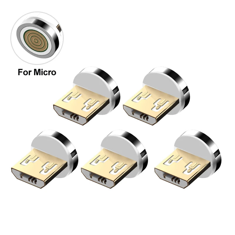 Magnetic Charging Cable Adapter Connector Tips Head for Type C Micro USB iPhone 3A Fast Charging 5Pcs Plugs Not Cable