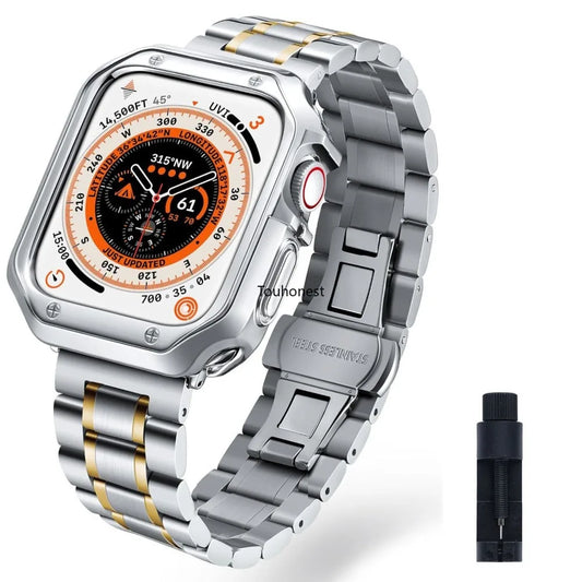 Stainless Steel Strap For Apple Watch Band Series 10/9/8/7/6/5/4/3/SE Metal Bracelet Bands For iWatch Ultra 49mm 45mm 44mm 46mm