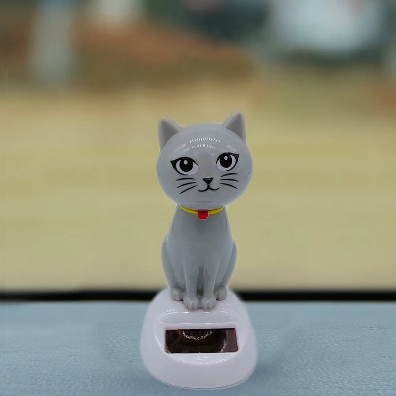 1pc Car Decoration Solar Energy Decoration Shaking Head Doll Cartoon Cat Shape Decoration Gift Creative Interior Automotive