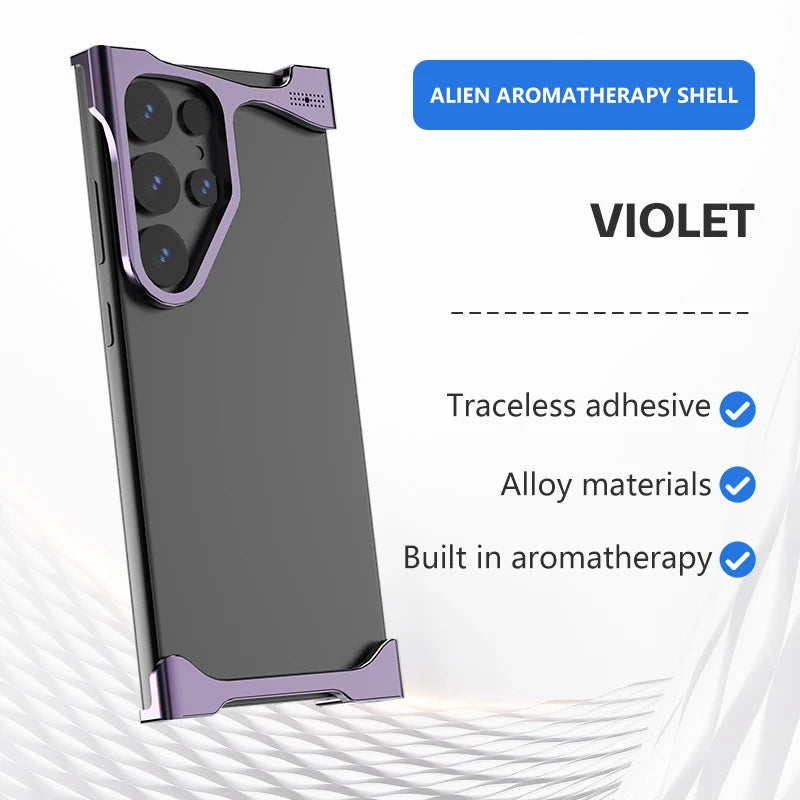 For Samsung Galaxy S23 S24 S25 Ultra S25 Plus Phone Case Irregular Titanium Alloy Bumper Shell With Borderless Protective Cover