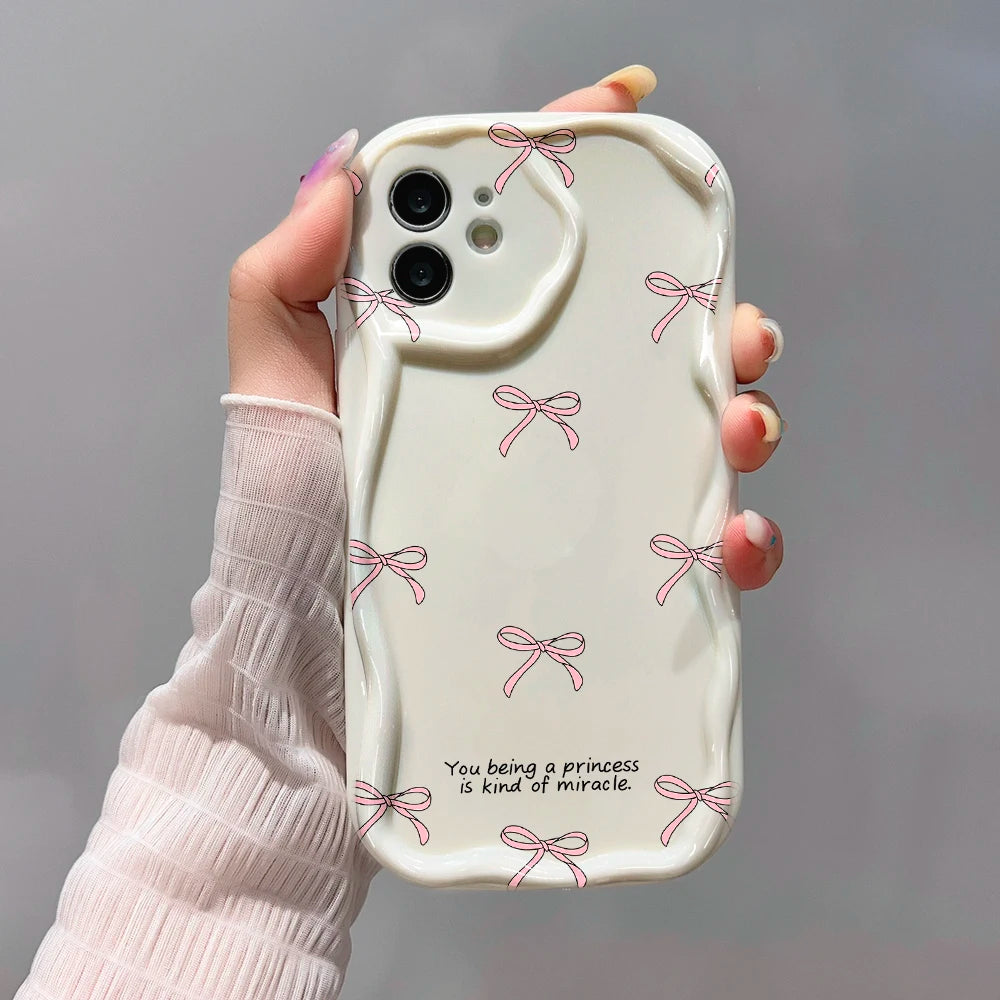 Clear Soft Curly Wave Case For Samsung A55 5G A54 A53 A52 A35 A34 A32 A24 A23 A22 A14 A13 A12 S24 Ultra S23 S22 S21 S20 FE Cover
