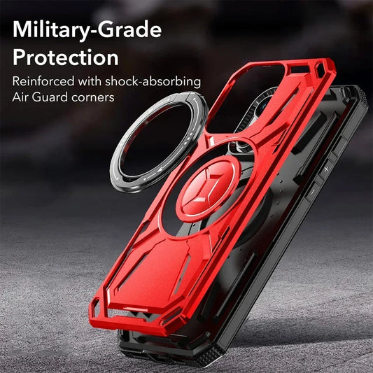 Luxury 360 ° Rotating Metal Ring Bracket Armor Magnetic Suction Protective Case for iPhone 16 15 14 13 12 11 Pro Max Plus case