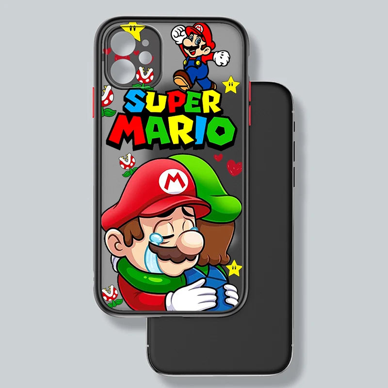 M-Marios Art Popular Cartoon Frosted Translucent For Apple iPhone 16 15 14 13 12 11 XS XR X Pro Max Plus Mini Cover Phone Case
