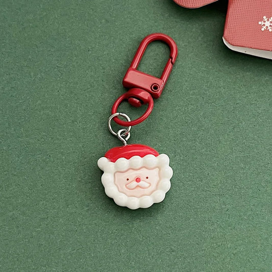 Cartoon Xmas Santa Claus Key Chain Resin Gingerbread Man Elk Snowman Pendant Charms Bag Pendant Christmas Gift