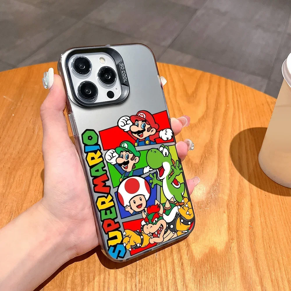 CARTOON T-The S-Super Mario Bros Movie  phone case FUNDA for iPhone 12 13 14 15 16 Max Pro Plus Mini Silver lMDaser Color Cover