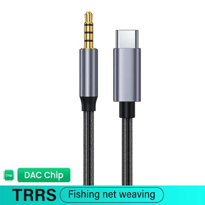 USB C to 3.5mm Jack AUX Audio Cable Car Speaker HiFi Headphone Headset Adapter For iPhone 16 Pro Samsung 0.5m Short 2m 3m Long