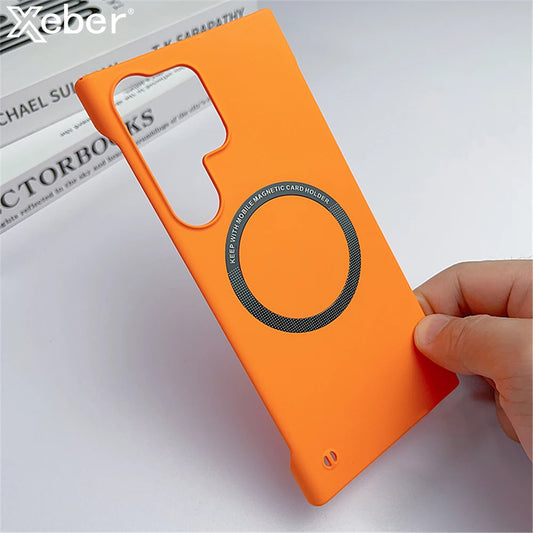 Luxury Ultra Thin Frameless Magnetic For Magsafe Case For Samsung S25 Edge S24 S23 Ultra S22 Plus S21 S20 FE Slim Hard Matte Cap