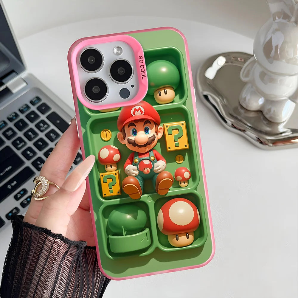 Super M-MarioS Bros Game Phone Case IMD Color Silver Shell For IPhone 16 15 14 13 12 11 Pro Max Plus