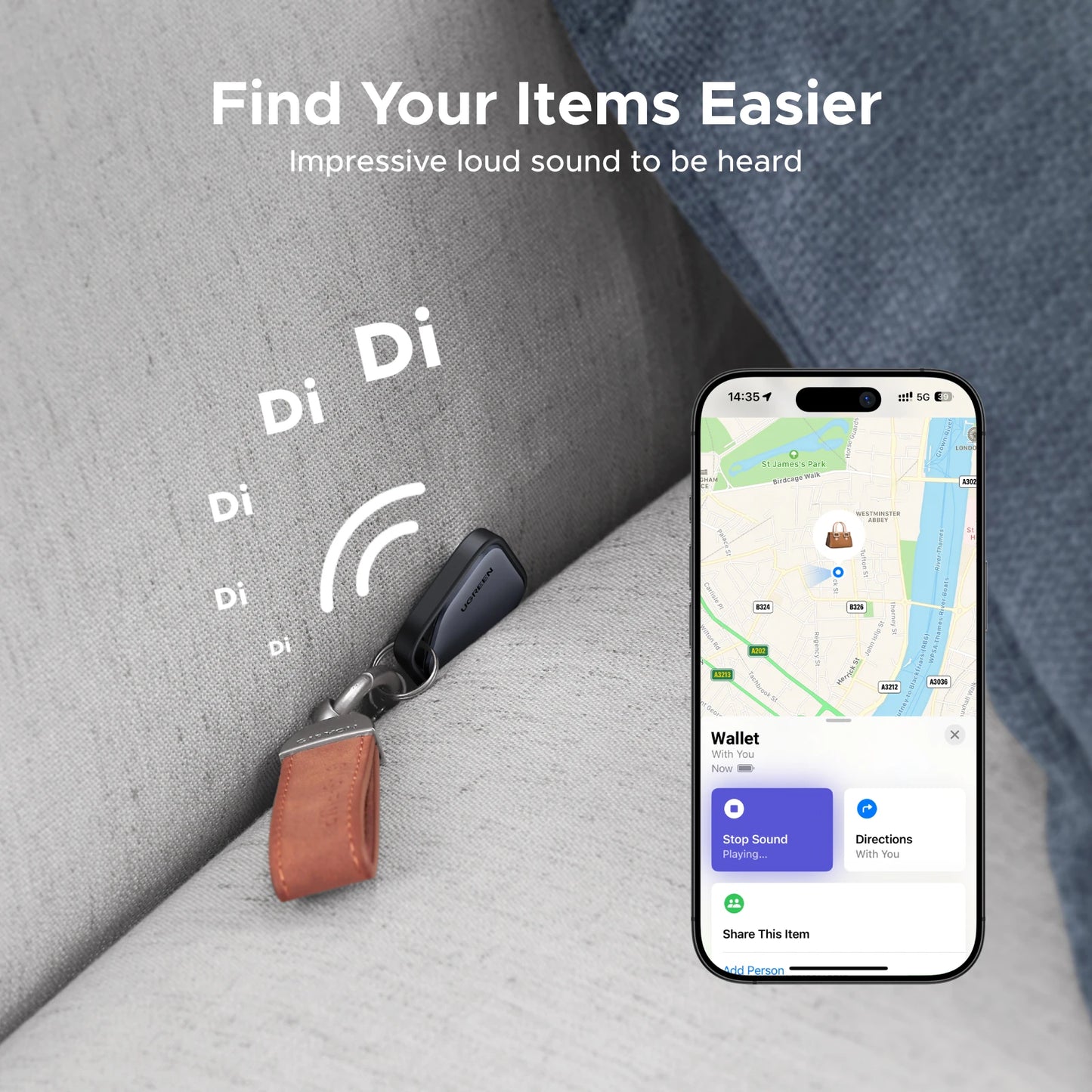 UGREEN Smart Bluetooth Tracker, Keys Finder Item Locator SmartTag