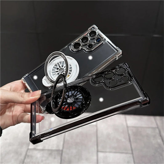 Shockproof Airbags Armor Magnetic Transparent Case for Samsung S25 S24 Ultra S23 Fe S22 Plus A16 A54 A34 A15 A25 A35 A55 A24 A53