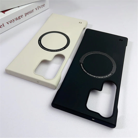 Luxury Ultra Thin Frameless Magnetic For Magsafe Case For Samsung S25 Edge S24 S23 Ultra S22 Plus S21 S20 FE Slim Hard Matte Cap